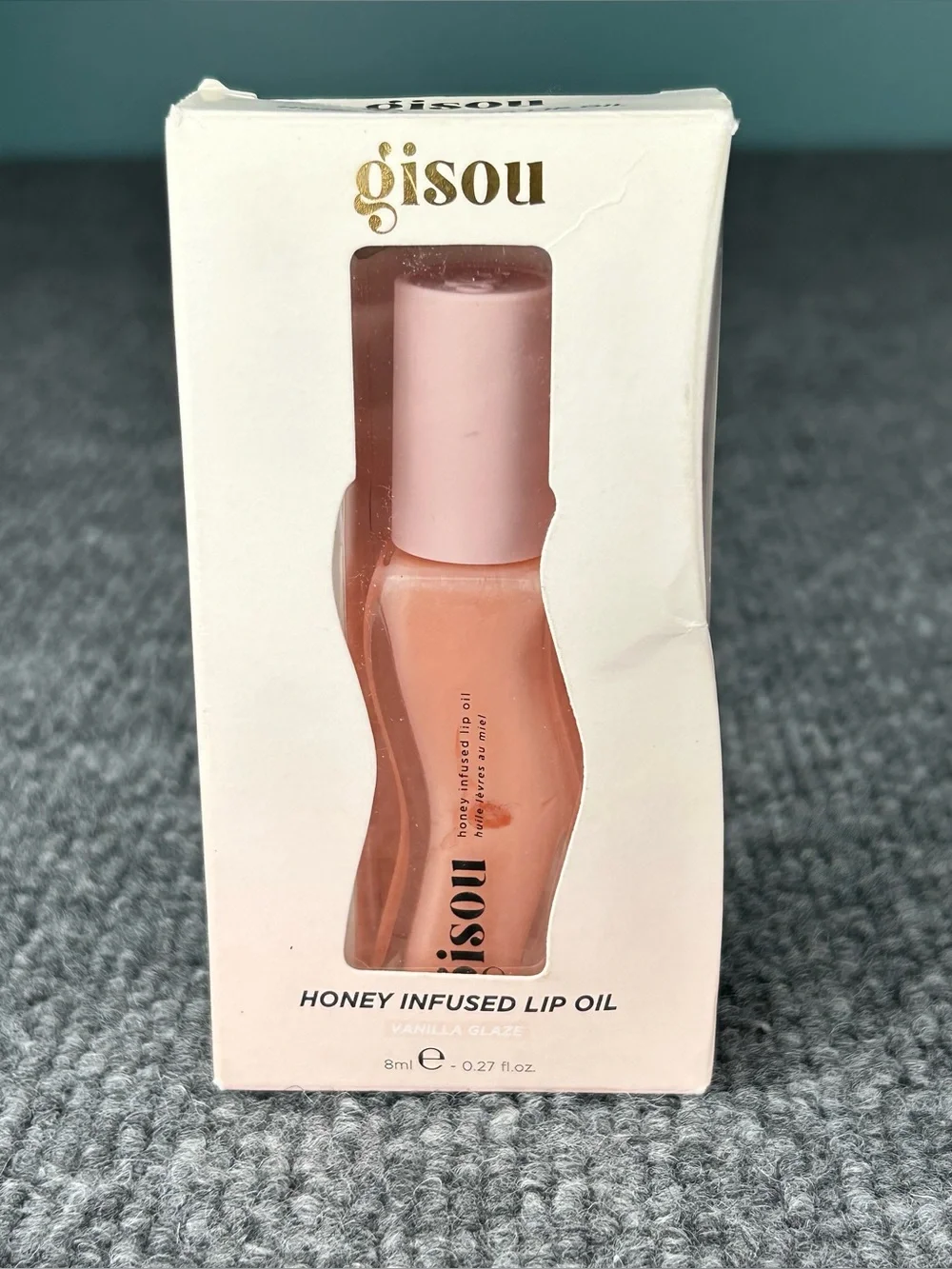 Gisou Honey Infused Lip Oil - Vanilla Glaze (Peachy Nude) Gloss Shine NEW dented